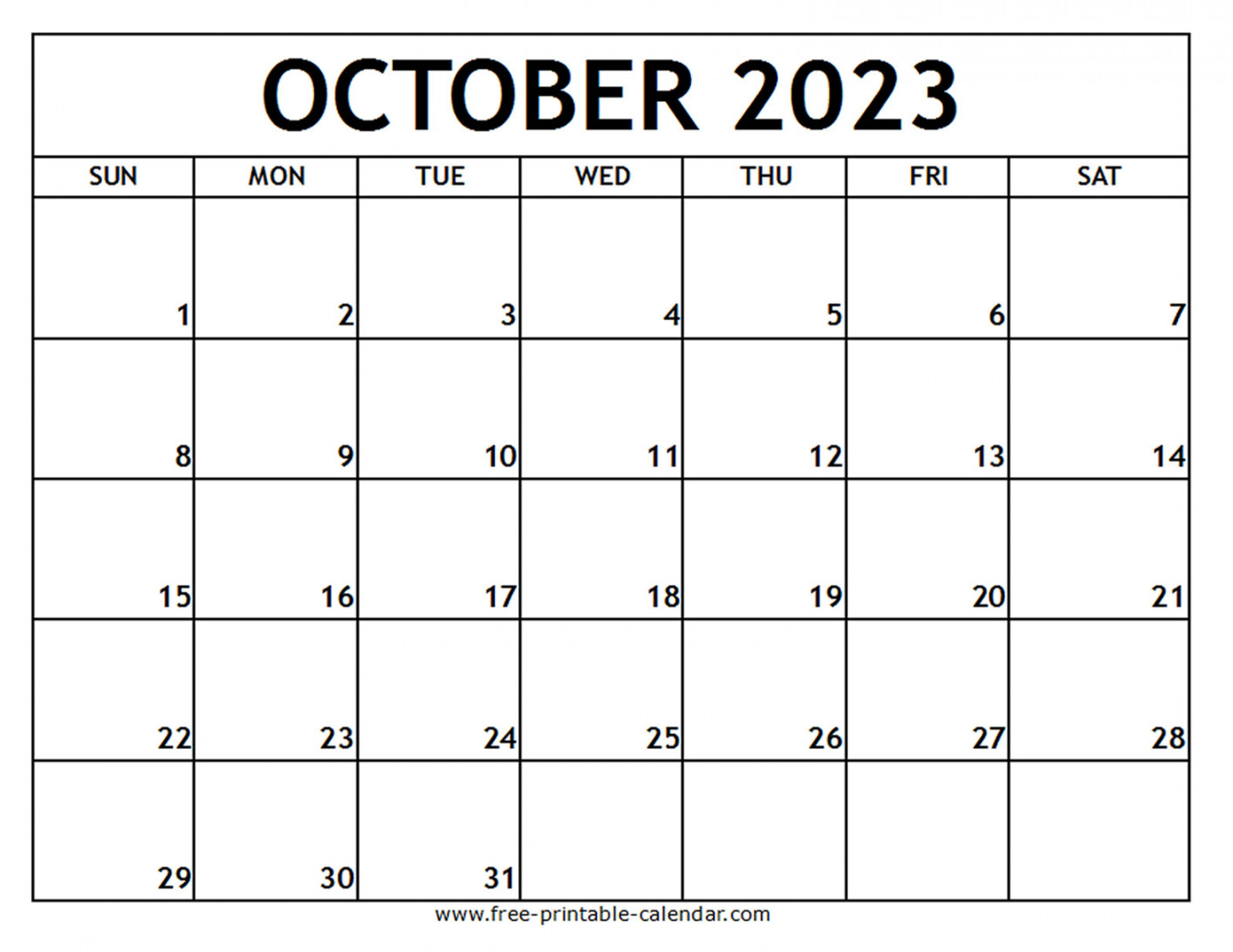 October Printable Calendar Free printable calendar