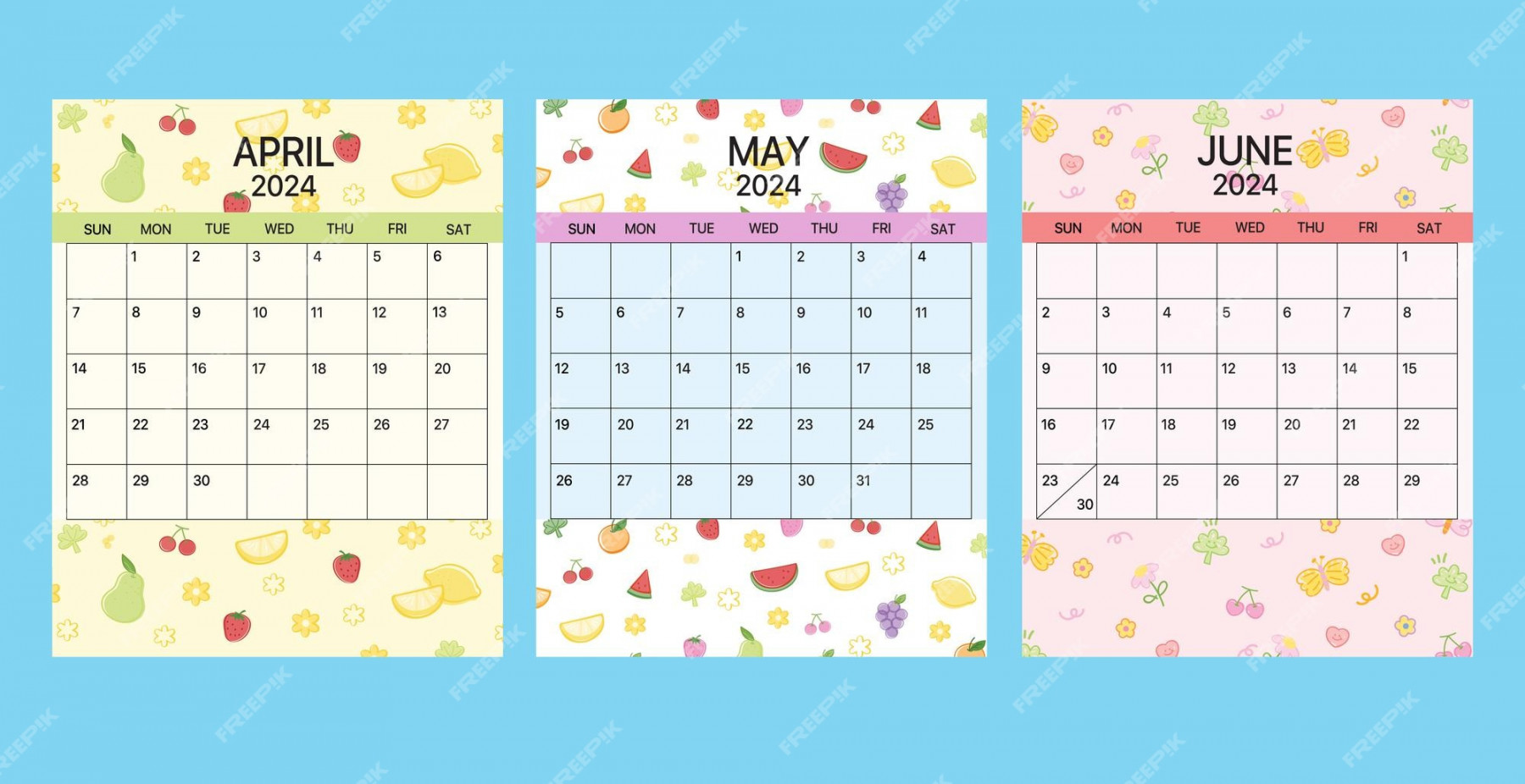 Premium Vector april may and june calendar template design