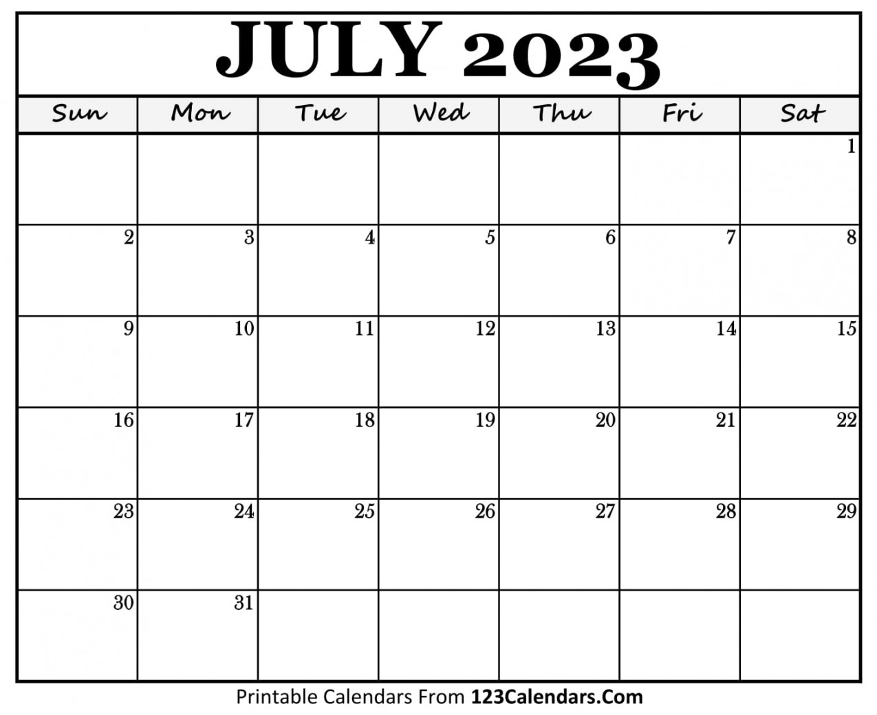 Printable July Calendar Templates Calendars