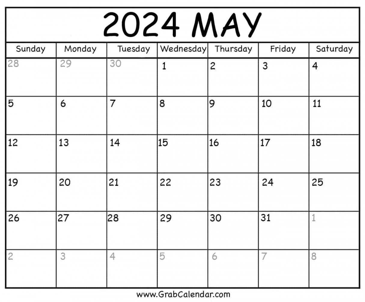 Printable May Calendar