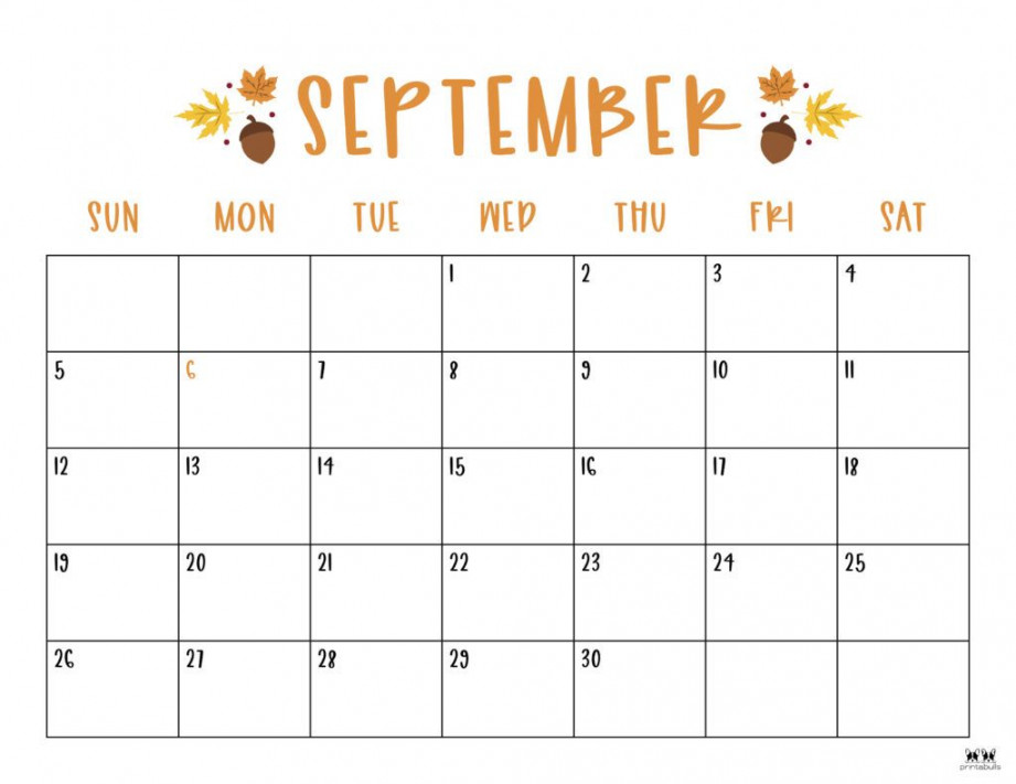 Printable September Calendar Style September calendar