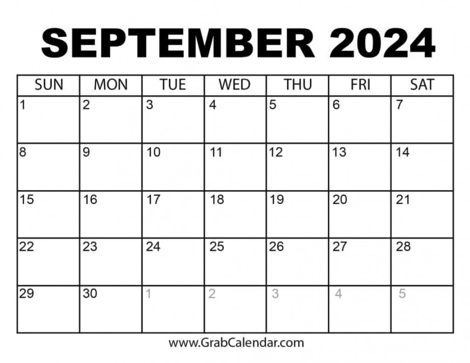 Printable September Calendar