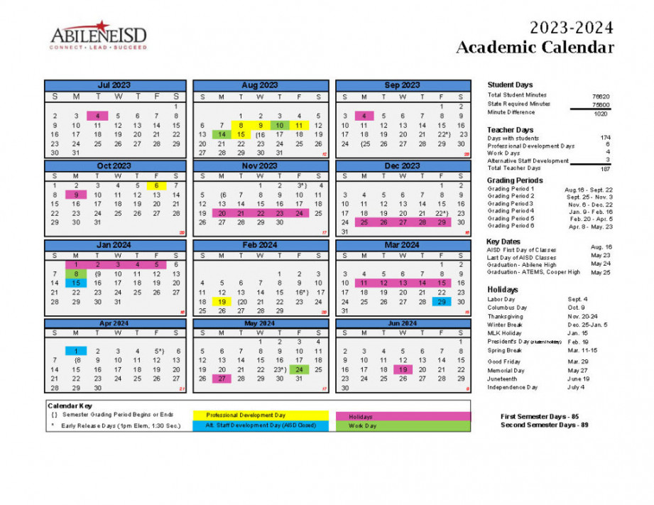 School Year Calendar Available Now Abilene ISD News