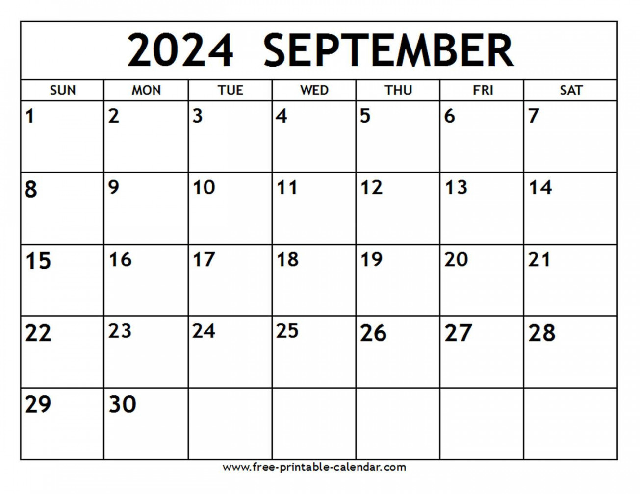 September Calendar Free printable calendar