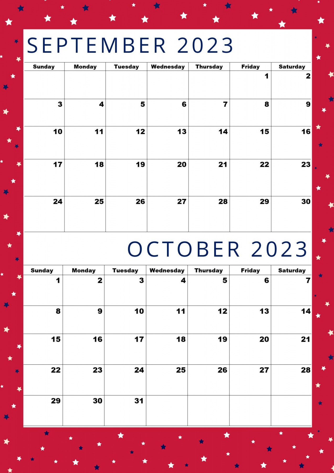 September Calendar,october Calendar,a Size,two Month