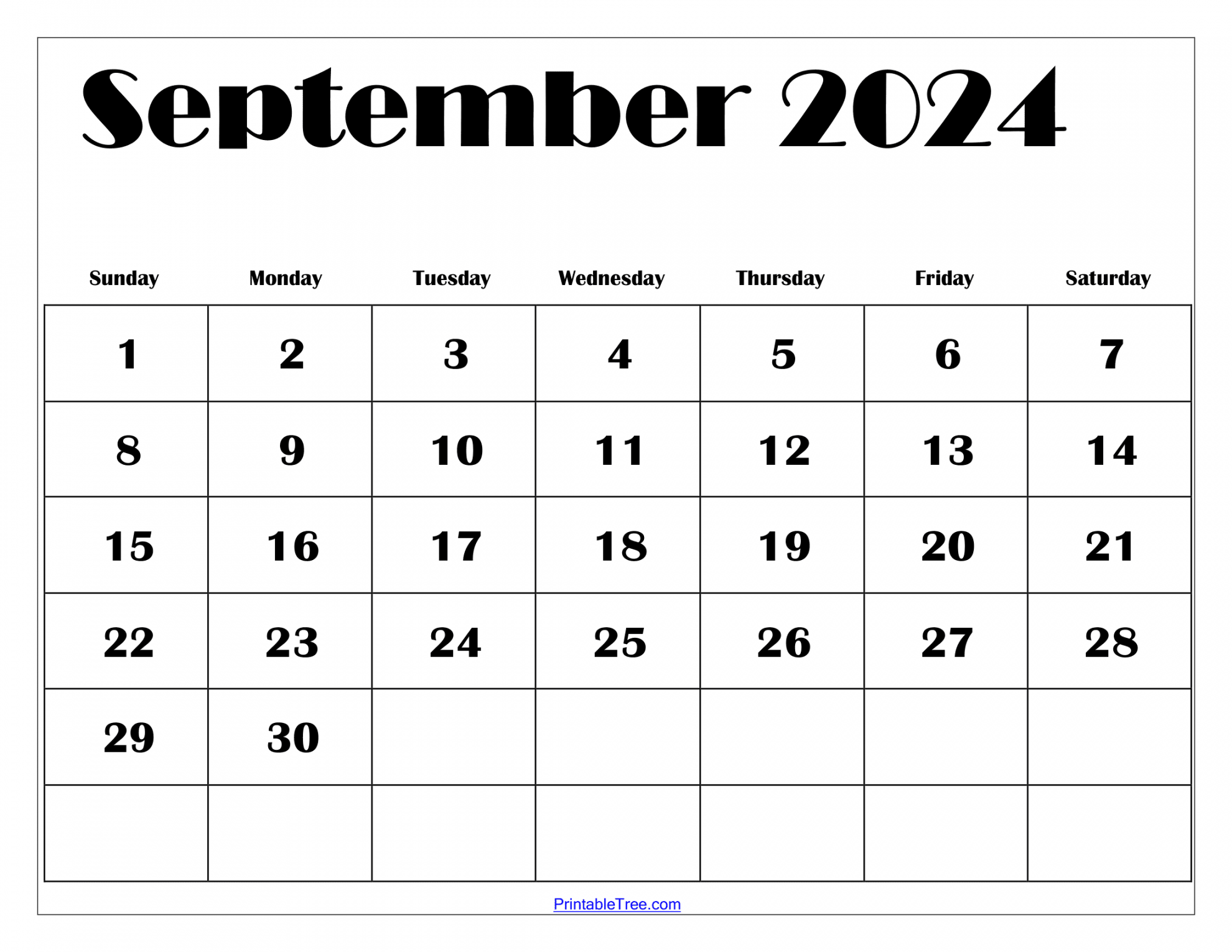 September Calendar Printable PDF with Holidays