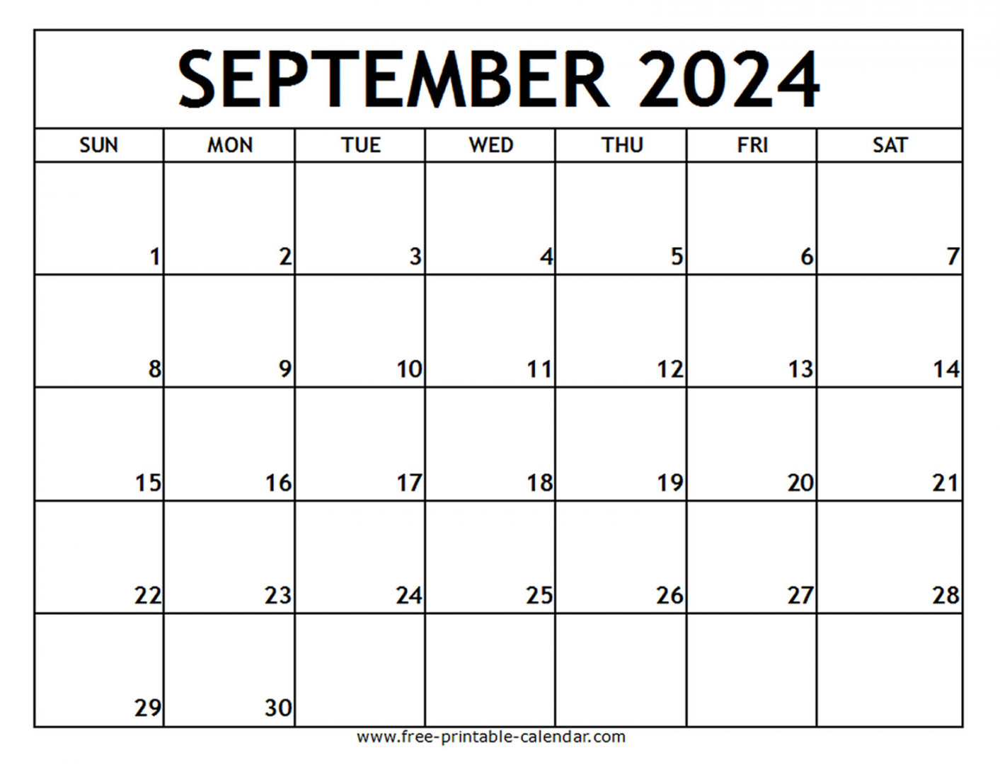 September Printable Calendar Free printable calendar