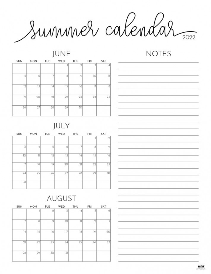Summer Calendars FREE Printables Printabulls