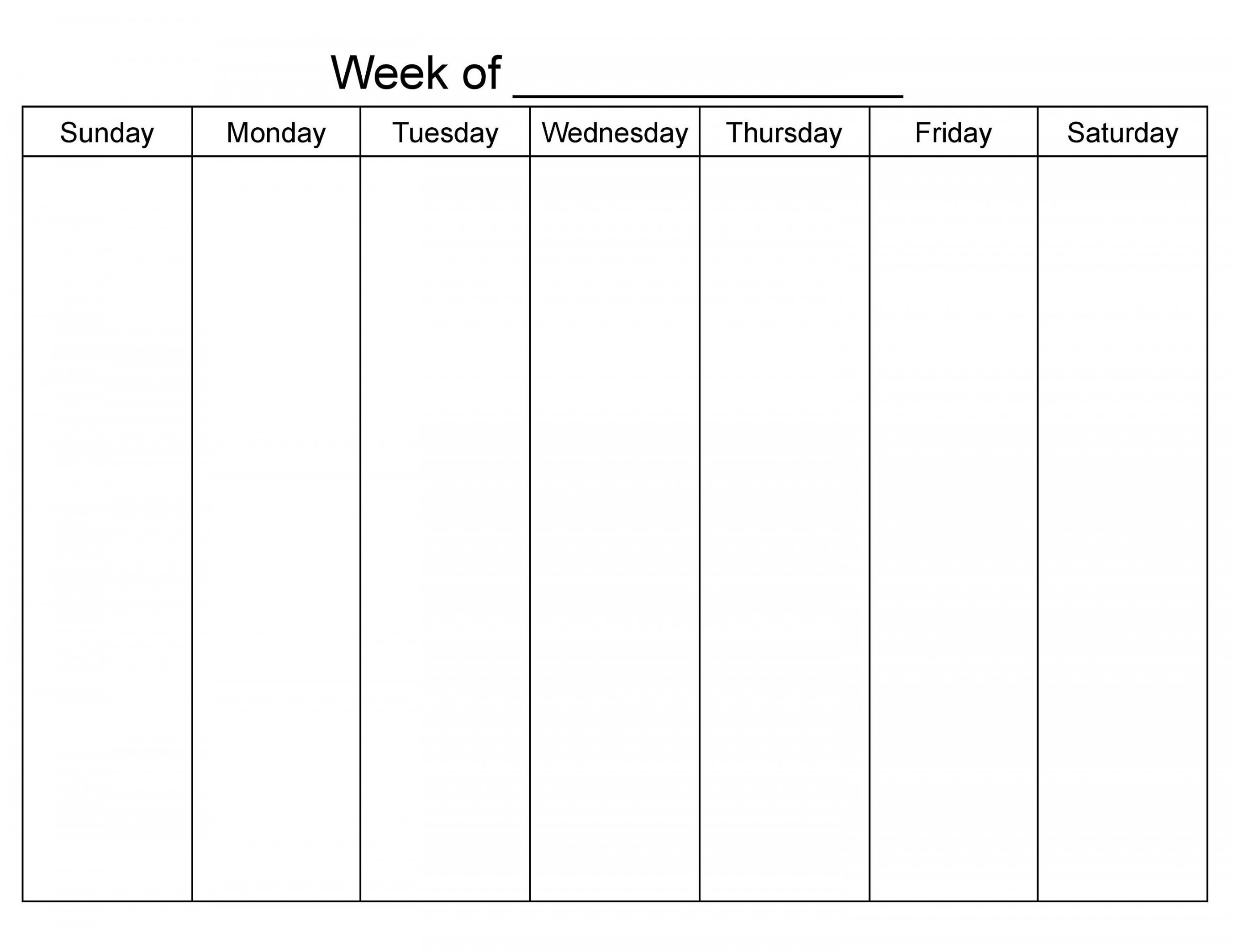 Sunday Start Day Blank Weekly Calendar Printable