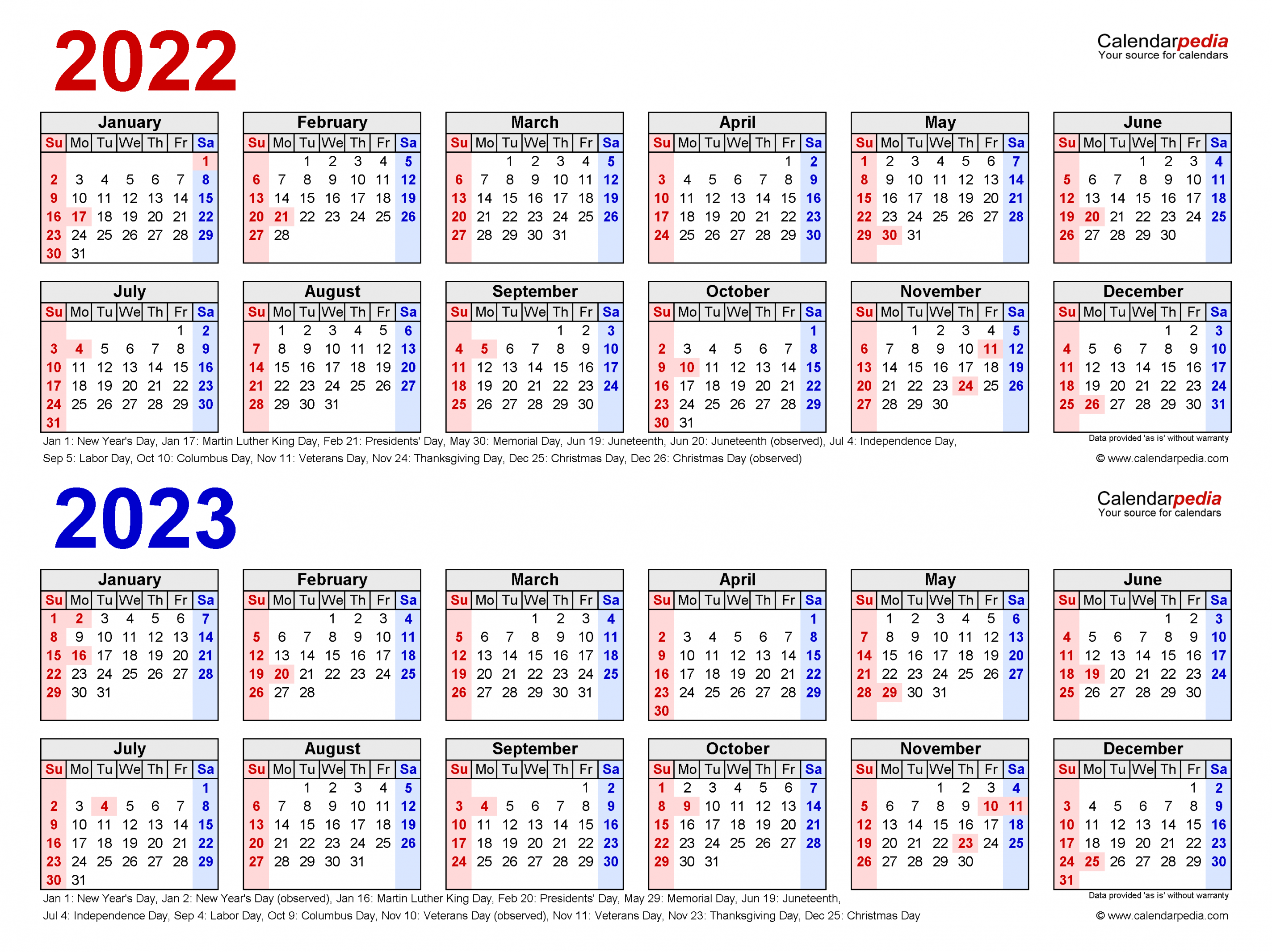 Two Year Calendar Free Printable Excel Templates