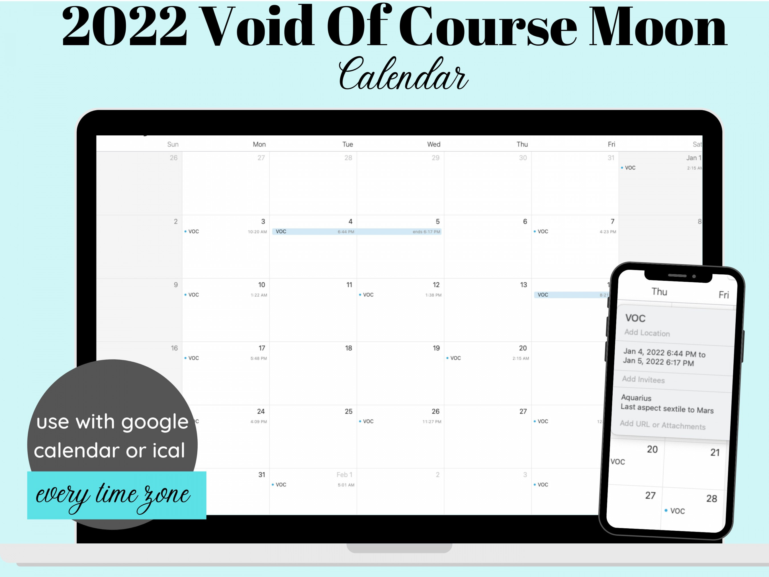 Void Of Course Moon Calendar , Astrology Google Calendar, Digital Void of Course Moon