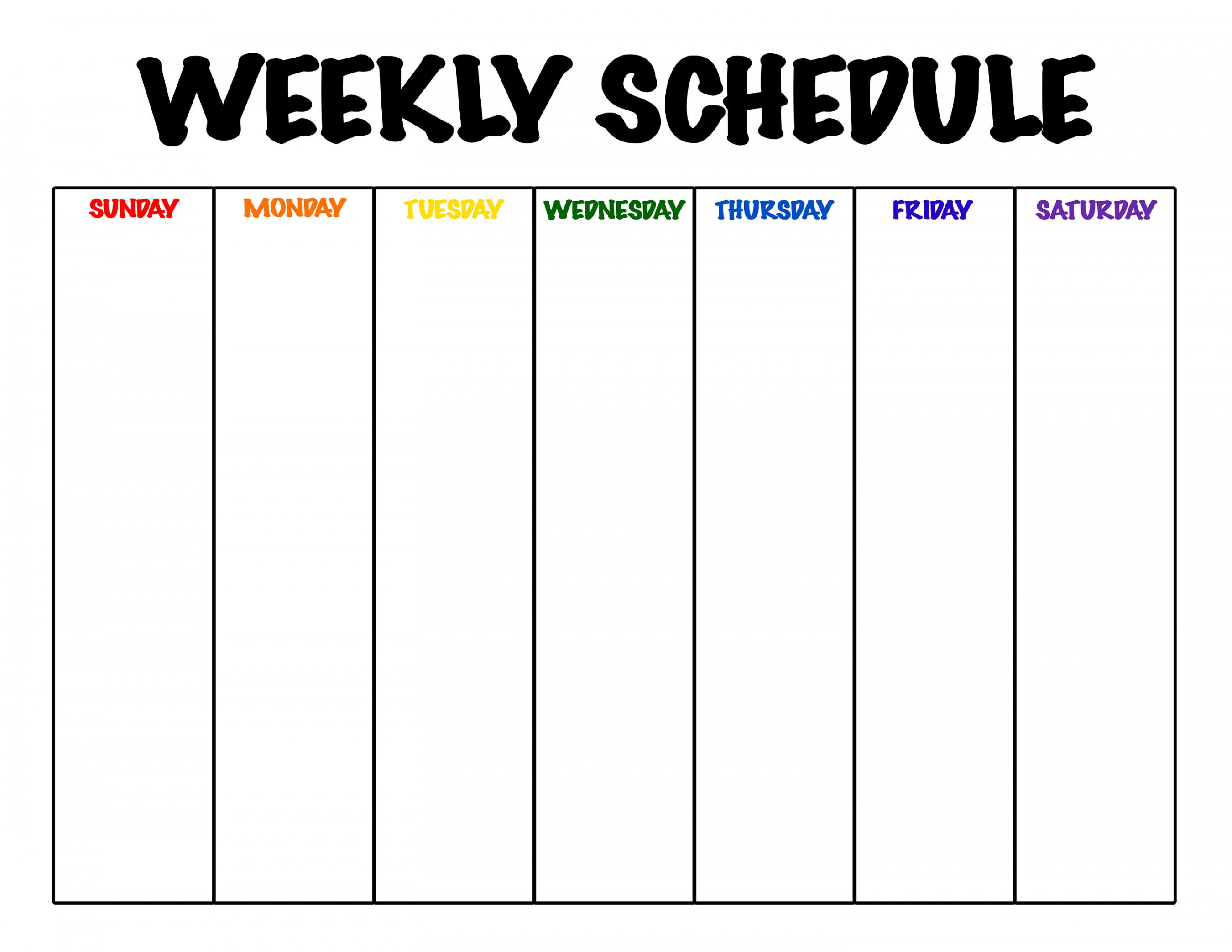 Weekly Schedule Sunday Saturday PRINTABLE Homeschool Weekly