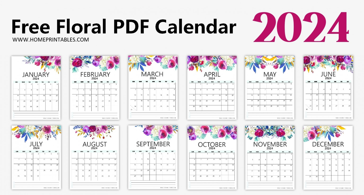Floral Calendar Printable PDF Beautiful Templates!