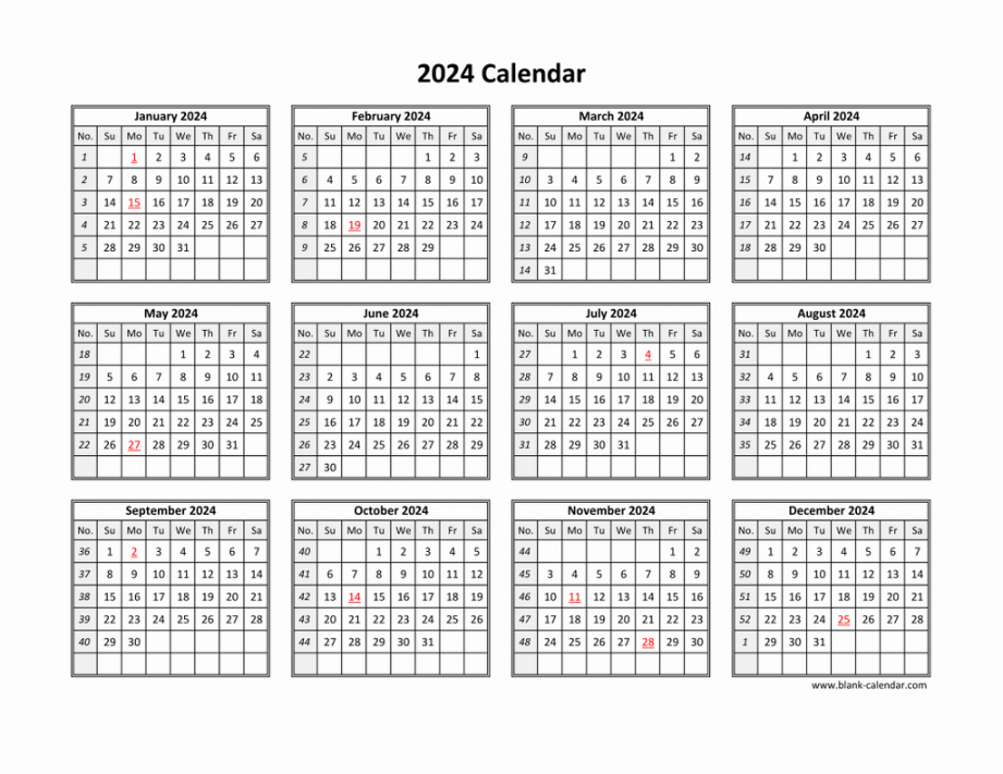 Free Download Printable Calendar in one page, clean design.