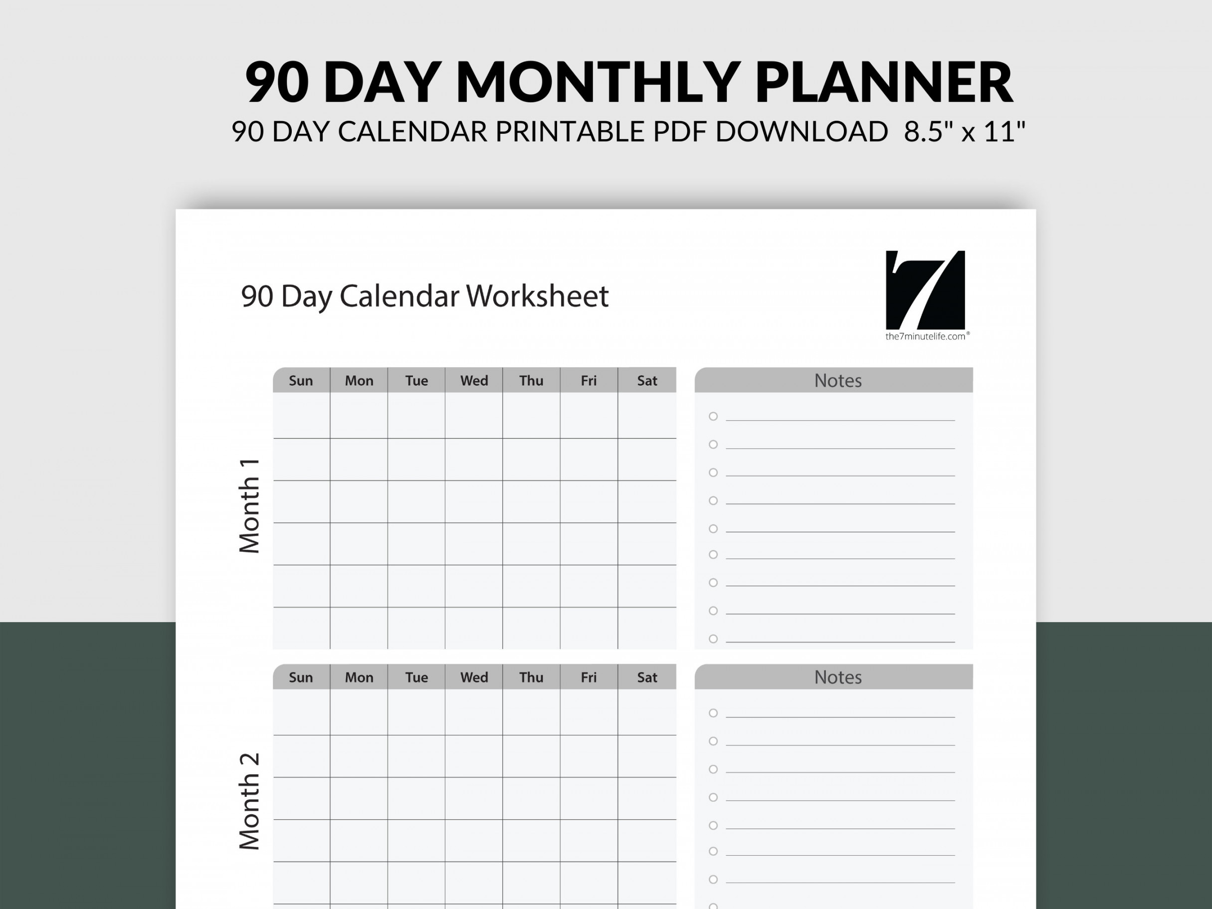 Monthly Planner Printable Day Calendar Undated Month at a