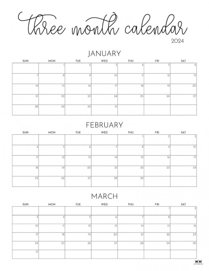 Three Month/Quarterly Calendars FREE Calendars Printabulls