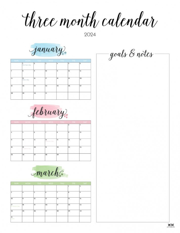 Three Month/Quarterly Calendars FREE Calendars Printabulls