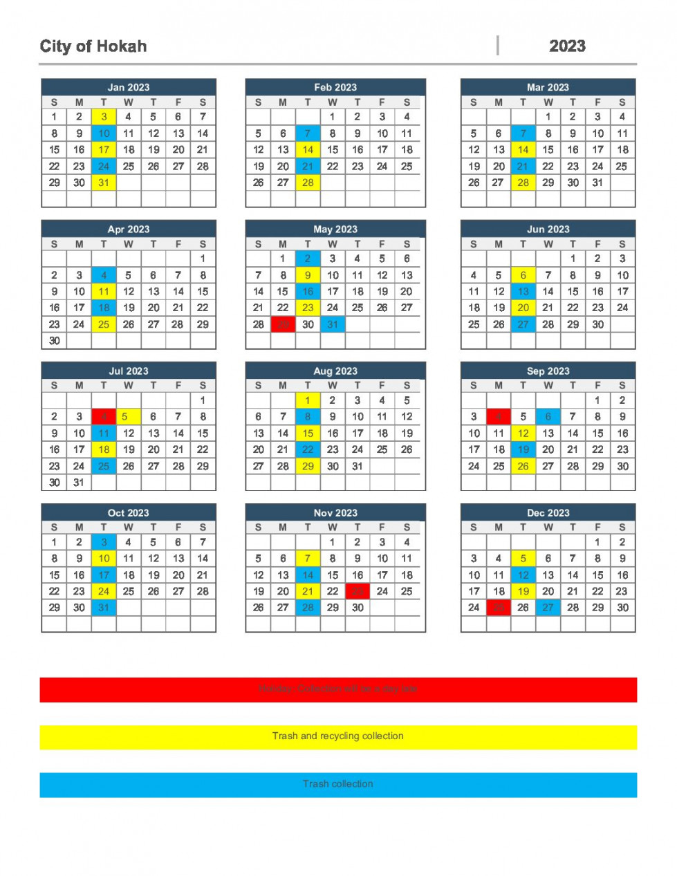 Glen Rock Garbage Calendar