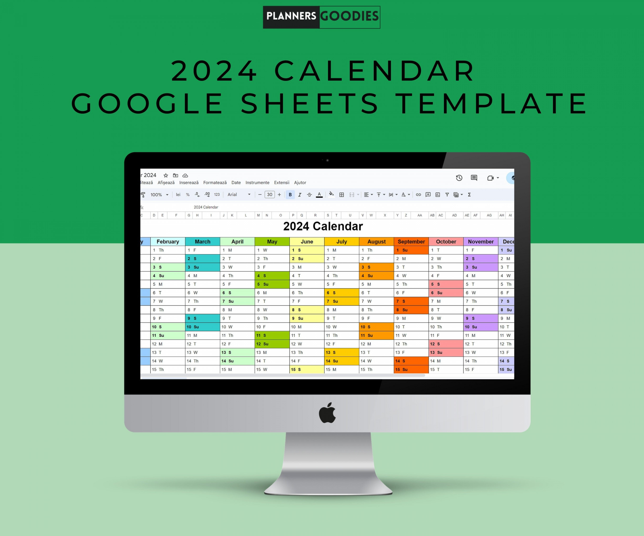 Google Sheets Calendar Monthly Calendar Productivity Planner