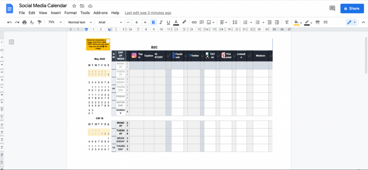 How to Make a Calendar in Google Docs ( Guide + Templates