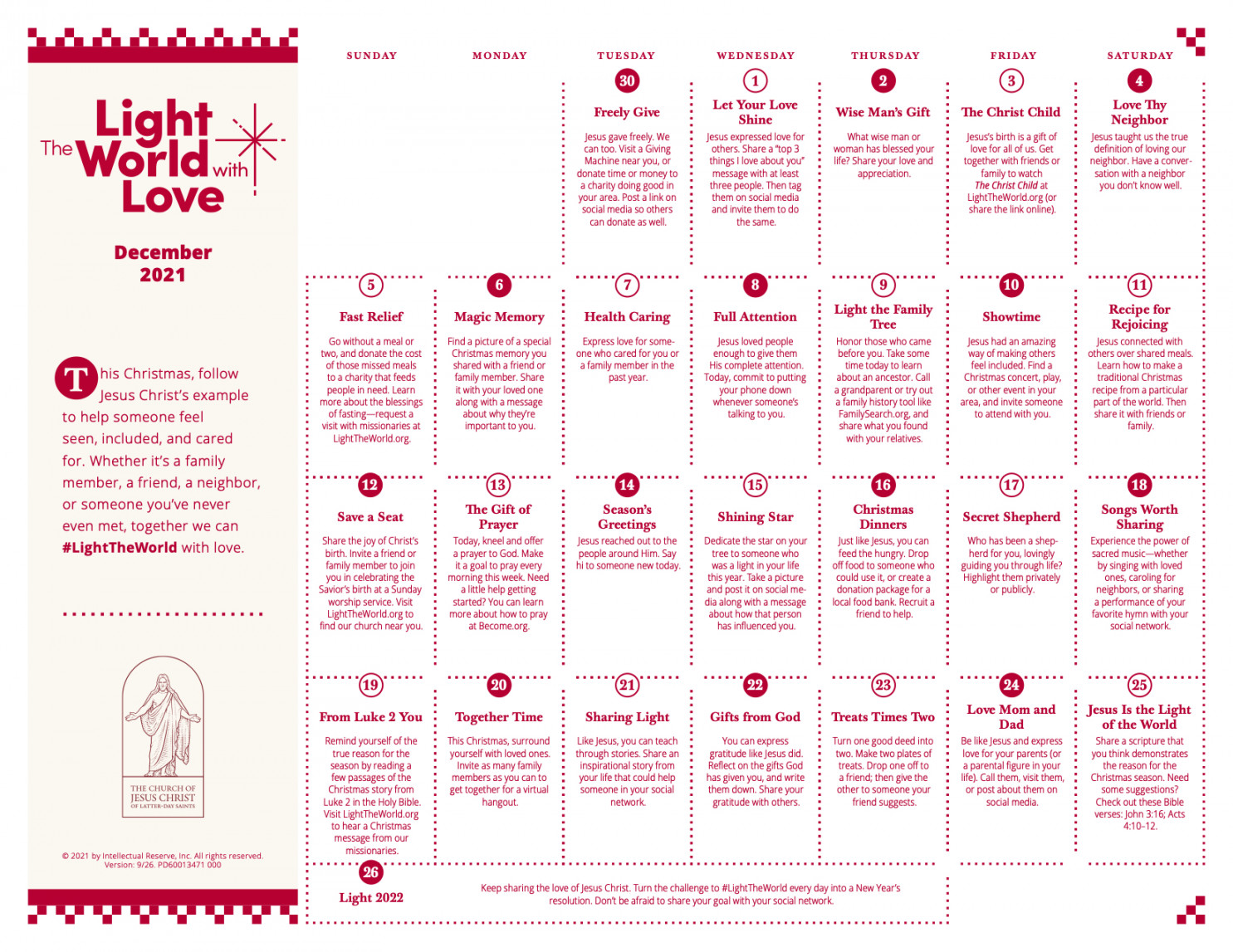In case you missed it: #LightTheWorld daily service calendars, BYU