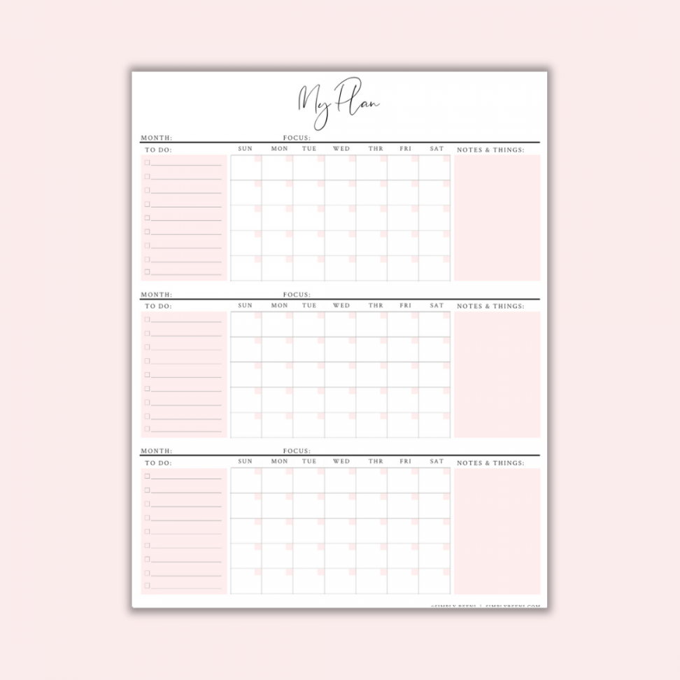 Month Calendar Printable