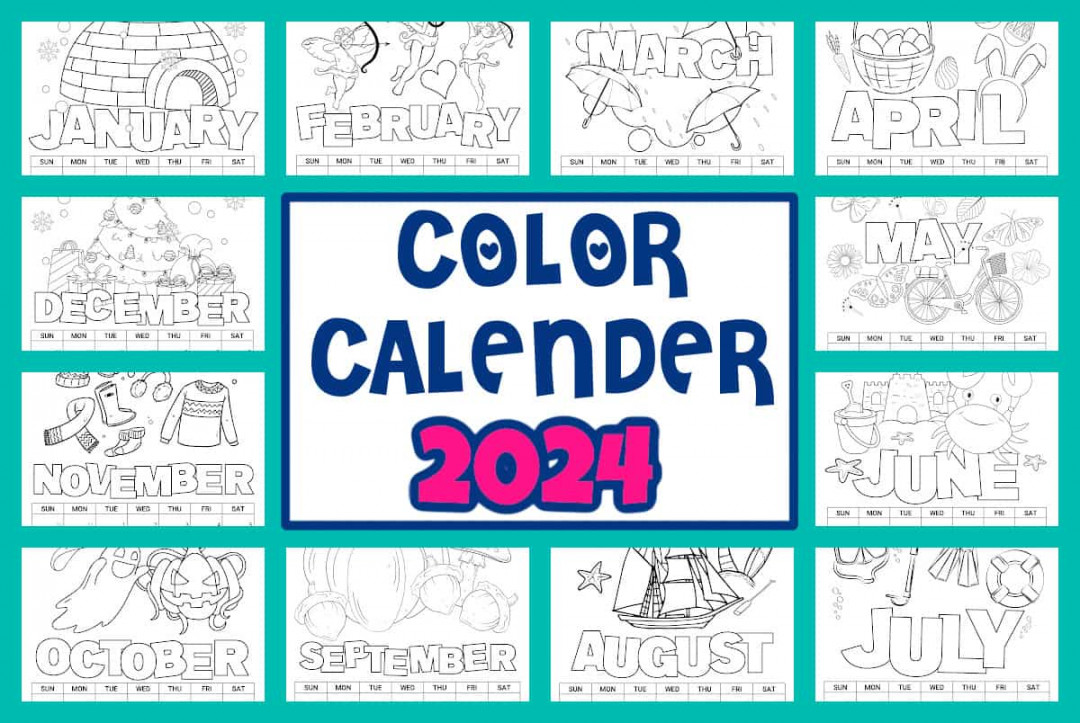 Printable Coloring Calendar For Kids Made with HAPPY