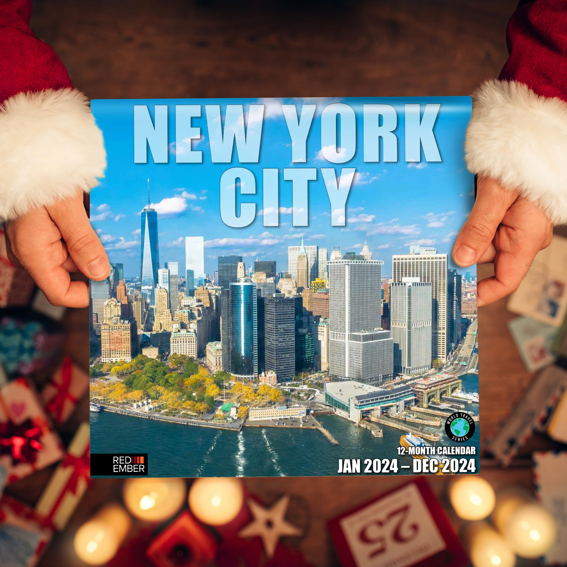 RED EMBER New York City Hangable Monthly Wall Calendar " x " Open Thick & Sturdy Paper Giftable Travel The City That Never Sleeps