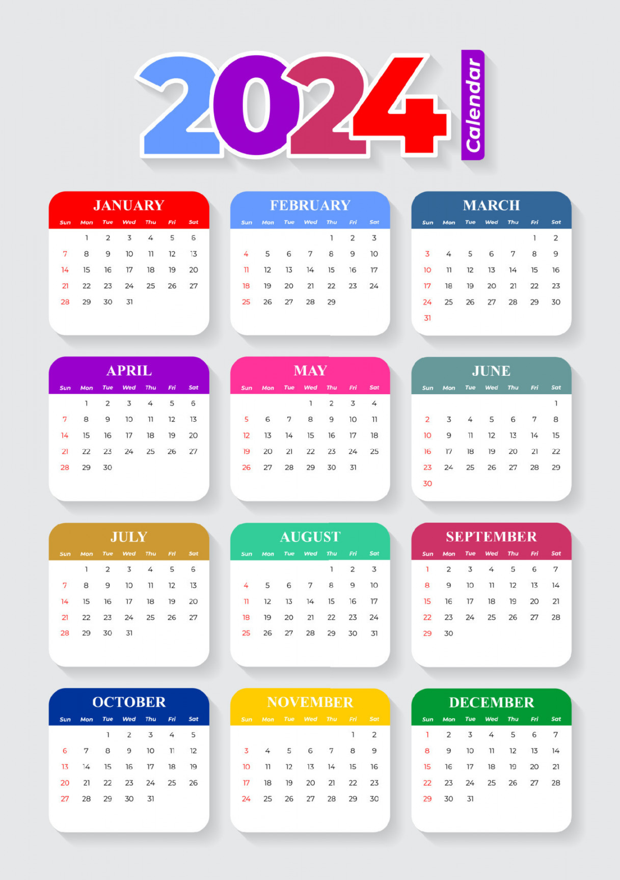 Calendar Template, editable vector Vector Art at
