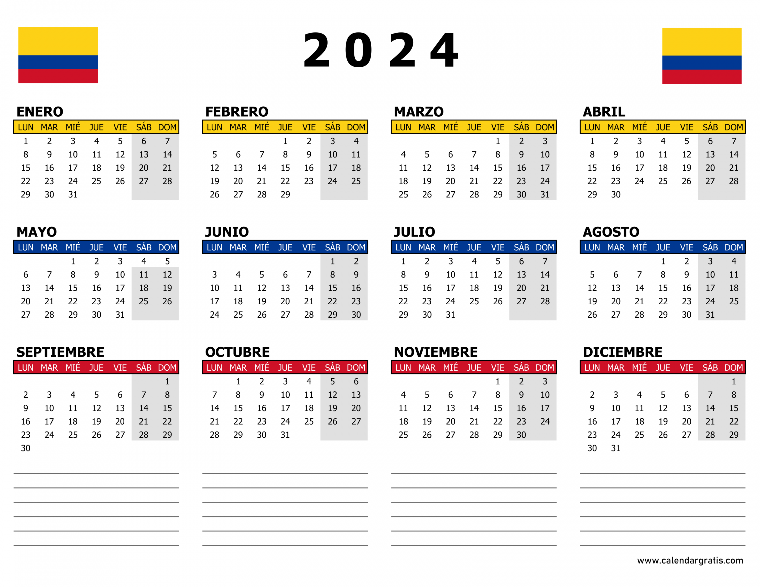 Calendario Colombia Para Imprimir Calendar Gratis