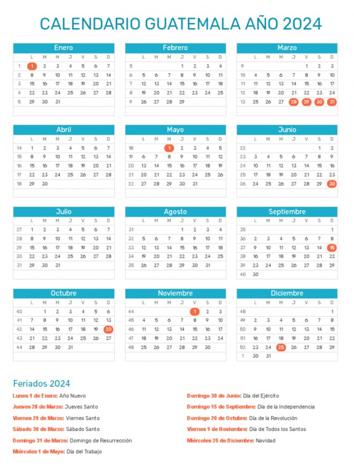 Calendario Guatemala PDF