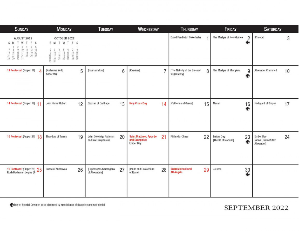 Christian Planning Calendar (Sept. through Dec