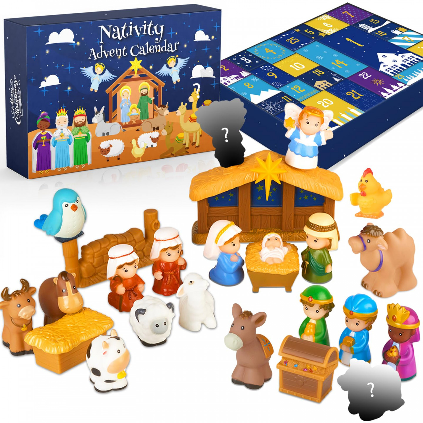 Nativity Advent Calendar Kids, Christmas Story Nativity Playset Christian Advent Calendar for Toddlers, Kids, Boys, Girls, pcs Nativity Scene
