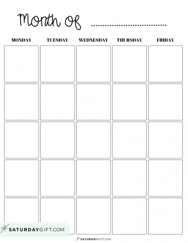 Blank Calendar templates Cute & Free Printables SaturdayGift