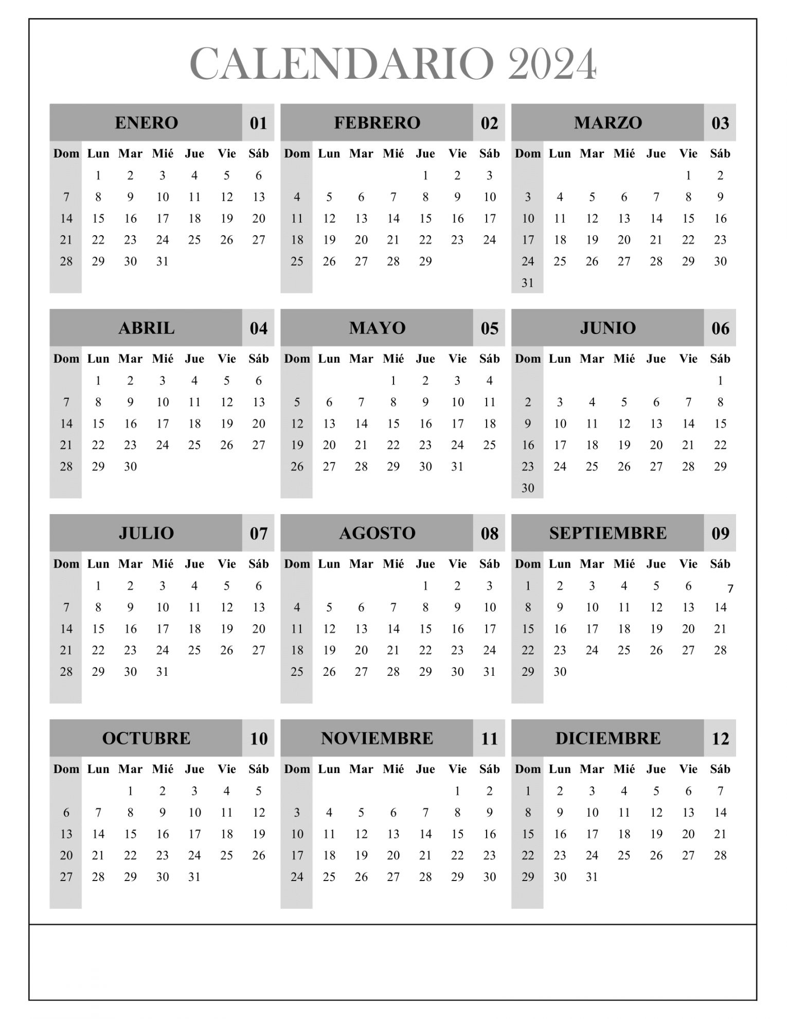 Calendario Anual Para Imprimir Gratis Calendario