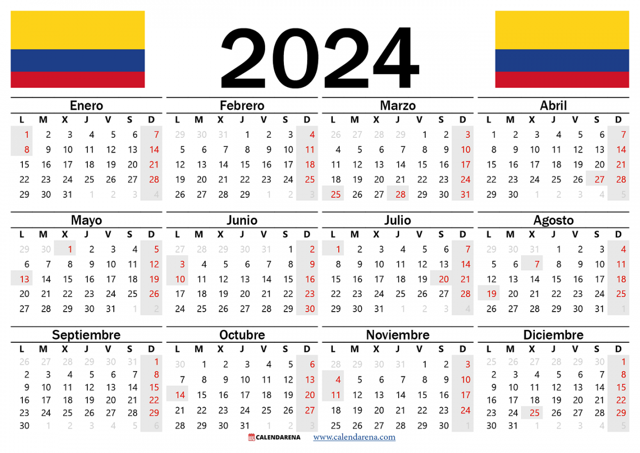 Calendario colombia con festivos PDF by Calendarena Medium