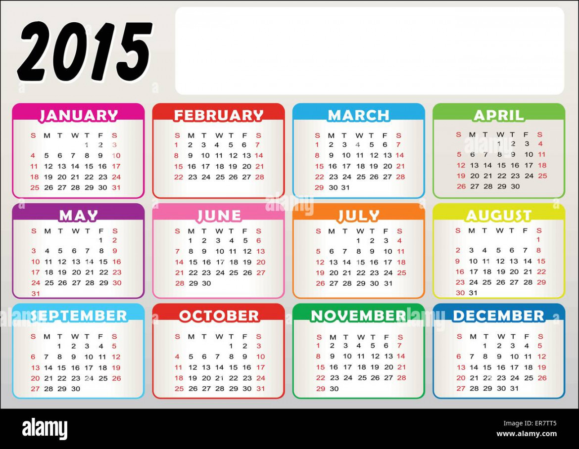 Vector illustration of year calendar colorful Stock Vector