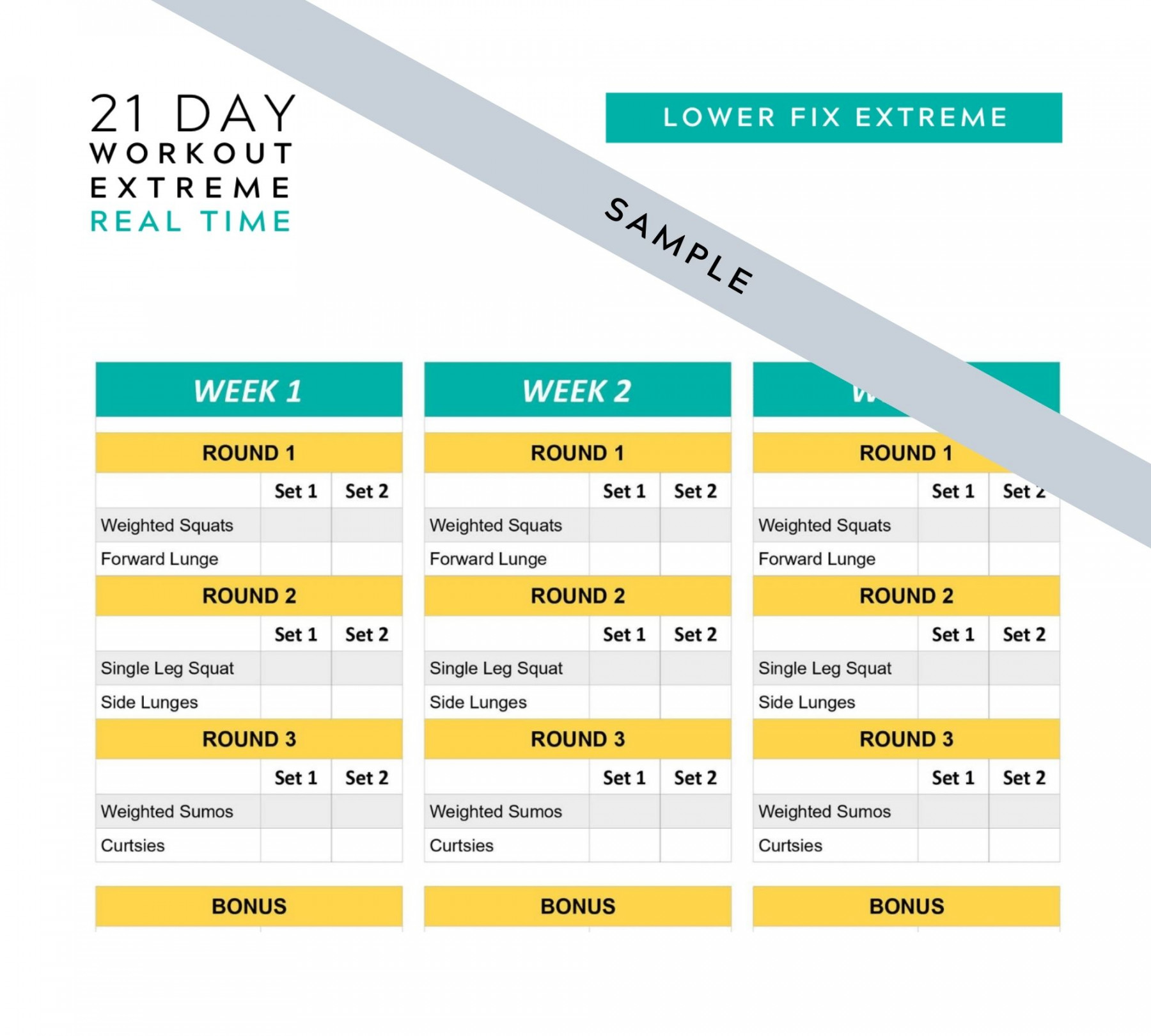 Day Fix EXTREME Real Time Printable Tracking Sheets