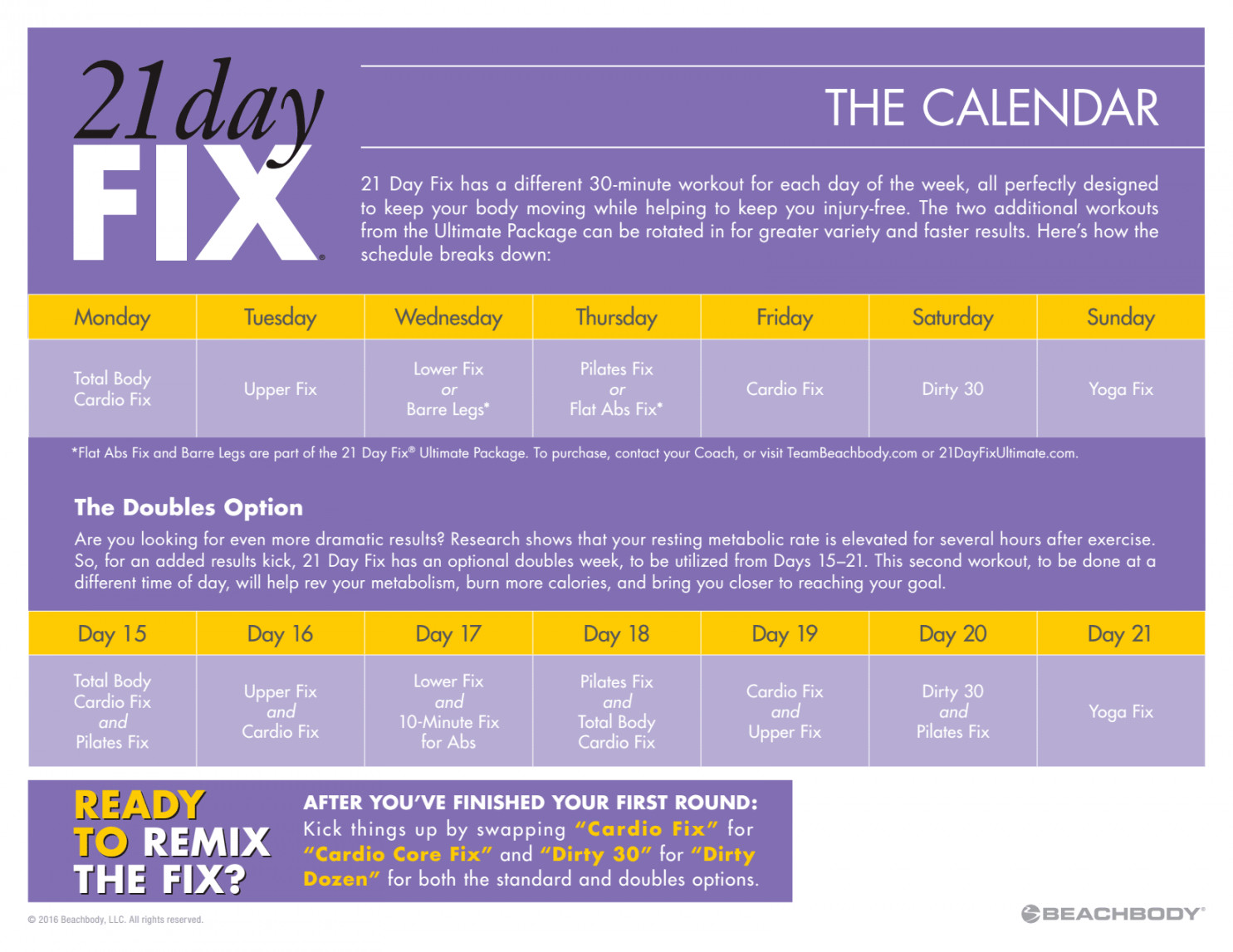 Day Fix Workout Schedule