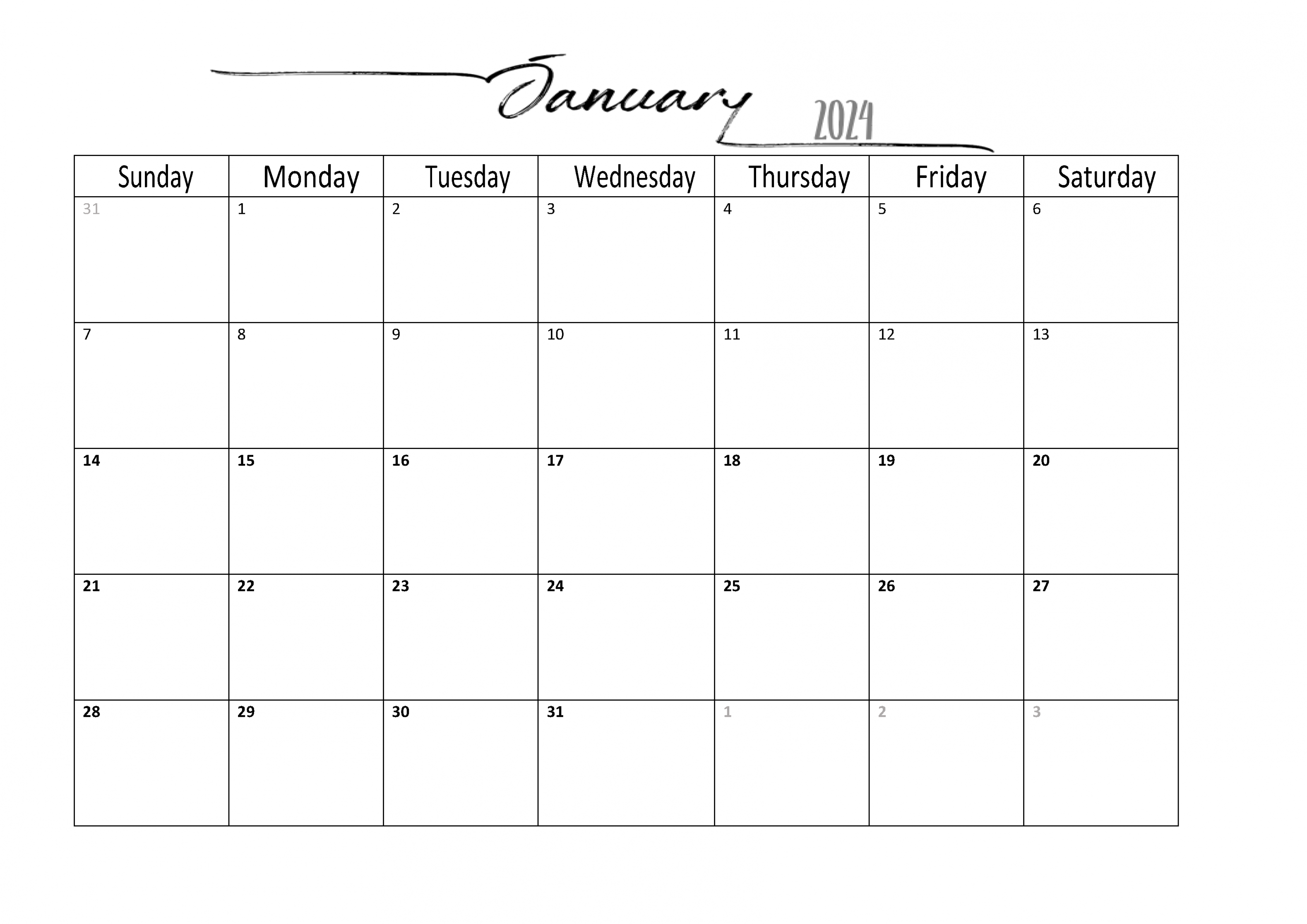 FREE Calendar Template Word Instant Download