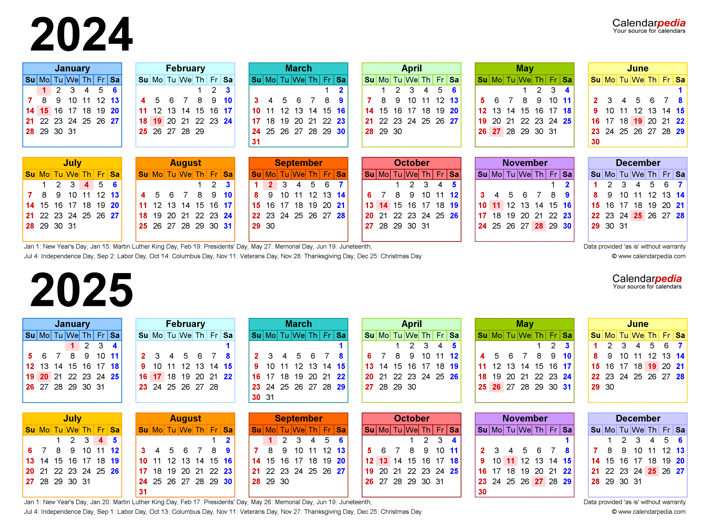 Two Year Calendar Free Printable PDF Templates