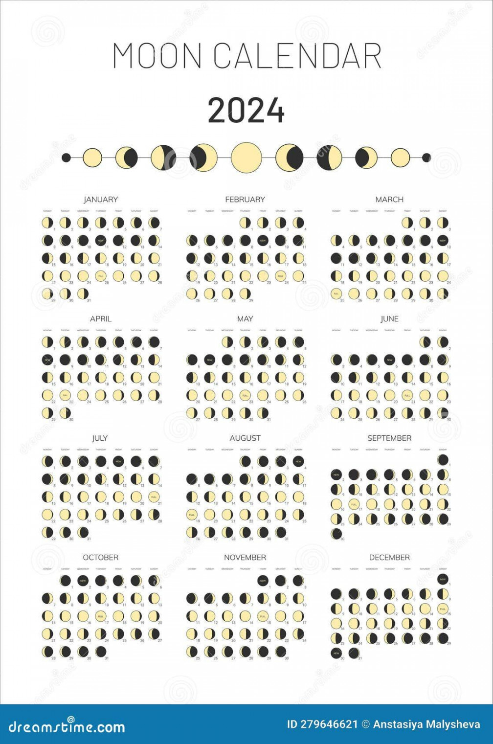 Year Moon Calendar Template