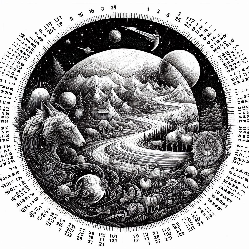 2025 Julian Date Calendar in black and white, Just lines and numbers 4