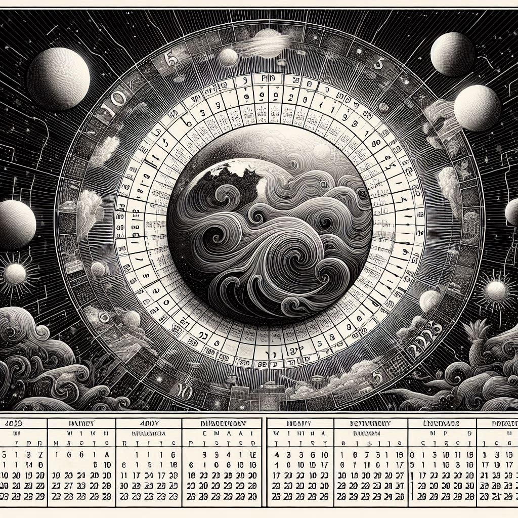 2025 Julian Date Calendar in black and white, Just lines and numbers