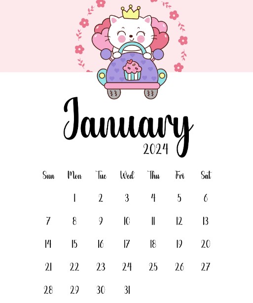 Adorable Printable Cat Calendar 2025