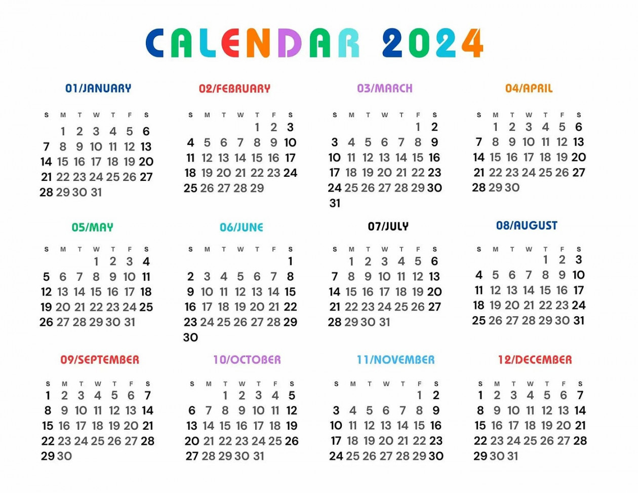 Download Printable Year Calendar With Months by Calendar