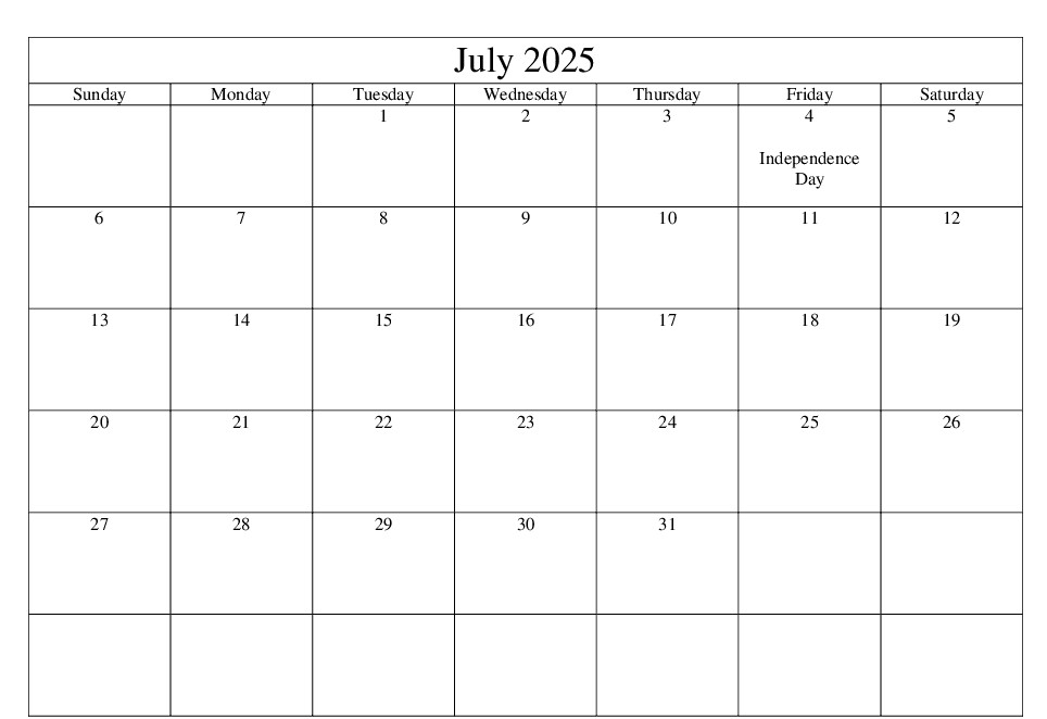 july 2025 calendar with holidays july 2025 calendar with holidays