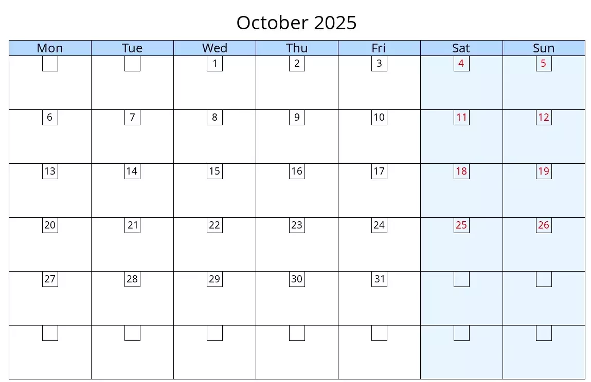 Editable October 2025 calendar JPG for work with deadlines and meetings highlighted
