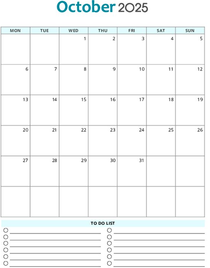 Printable October 2025 calendar in JPG format with U.S. holidays for better monthly planning