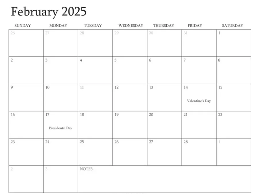 Editable November 2025 calendar template for work and study